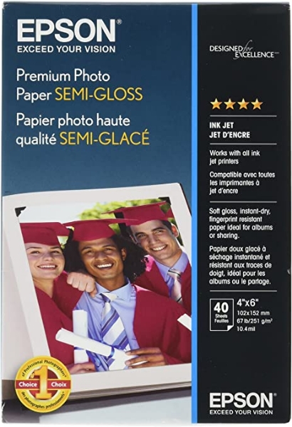 EPSON Premium Photo Paper Semi-gloss 251gsm 4"x6" - 40 Sheets