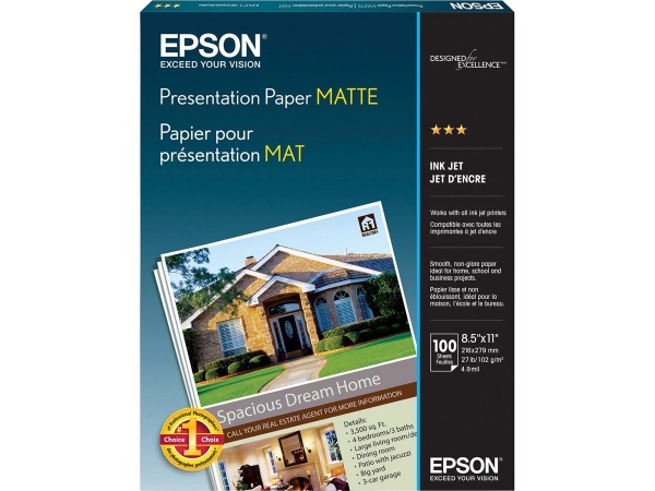 Epson Presentation Paper Matte 8.5"x11"   100 Sheets