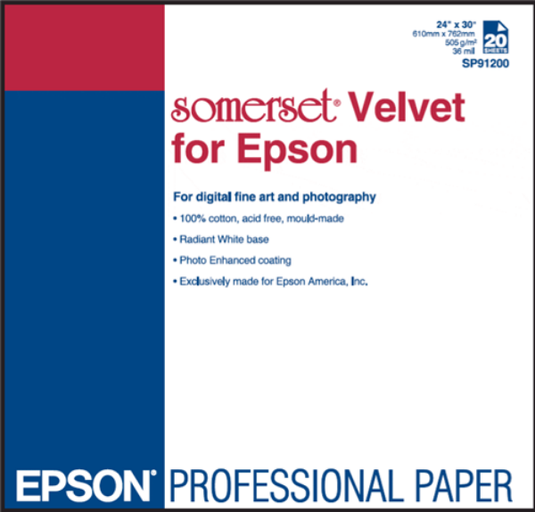EPSON Somerset Velvet 505gsm 36"x44" 10 Sheets