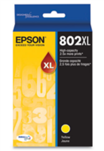 Epson T802XL DURABrite Yellow Ink Cartridge High Capacity for WorkForce Pro WF 4734, WF 4720, WF 4730, WF 4740, EC 4040, EC 4030, EC 4020