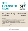 DTF Station Transfer Film (Warm Peel) for Direct to Film 11.75" x 16.5" - 200 Sheets