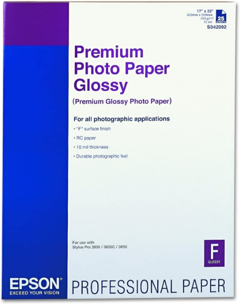 EPSON Premium Photo Paper Glossy 252gsm 17"x22" - 25 Sheets	