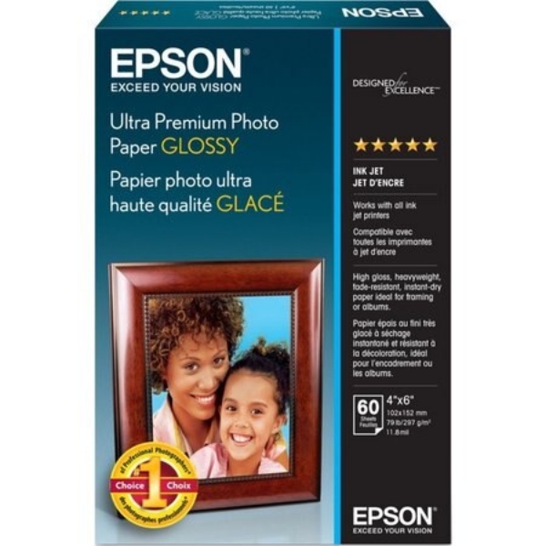 EPSON Ultra Premium Photo Paper Glossy 297gsm 4"x6" - 60 Sheets