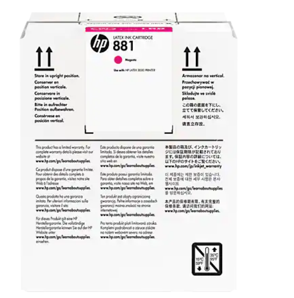 HP 881 5 liter Magenta Latex Ink Cartridge for HP Latex 1500, 3200