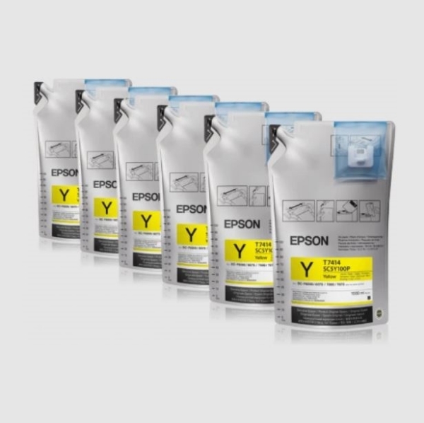 Epson T741 UltraChrome DS Yellow Ink Packs 6 x 1000mL for SureColor F6070, F6200, F7070, F7170, F7200, F9200, F9370 - T741400