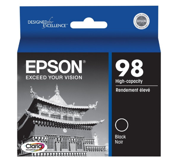 Epson 98 High Capacity Claria Black Ink for Epson Artisan 700, 710, 725, 730, 800, 810, 835, 837 - T098120-S