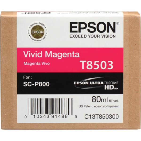 Epson T850 UltraChrome HD 80ml Vivid Magenta Ink Cartridge for SureColor P800 - T850300