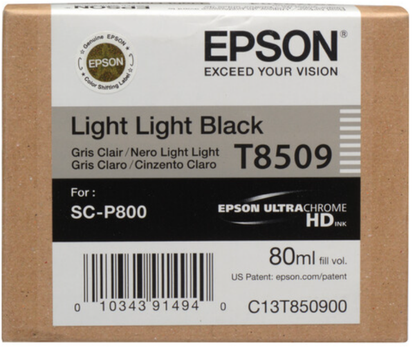 Epson T850 UltraChrome HD 80ml Light Light Black Ink Cartridge for SureColor P800 - T850900