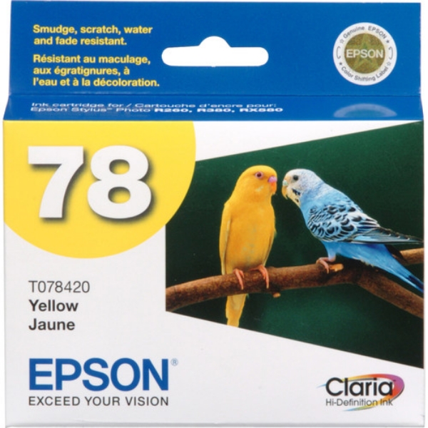 Epson 78 Claria Hi-Definition Ink Yellow for Artisan 50 and Epson Stylus Photo R260, R280, R380, RX580, RX595, RX680 - T078420-S
