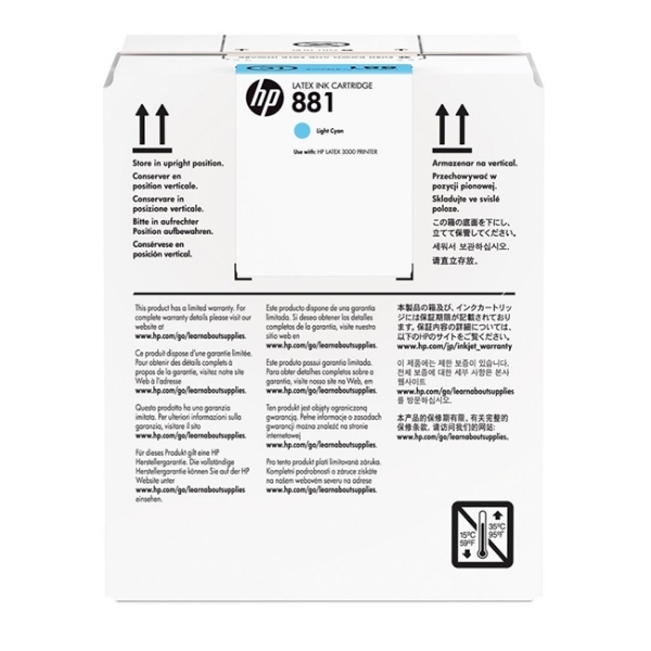 HP 881 5-liter Light Cyan Latex Ink Cartridge for HP Latex 1500, 3200