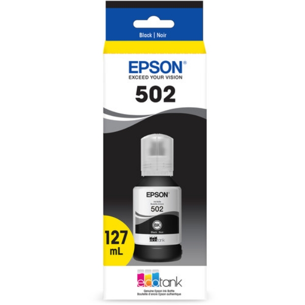 It Supplies - Epson EcoTank T502 Black Ink Bottle for for EcoTank ET-2760,  ET-2850, ET-3710, ET-3760, ET-3830, ET-3850, ET-4760, ET-4850, ET-15000,  WorkForce ET-3750, ET-4750, ST-2000, ST-C2100, ST-3000, ST-4000, ST-C4100,  Expression ET-2700, ET-2750