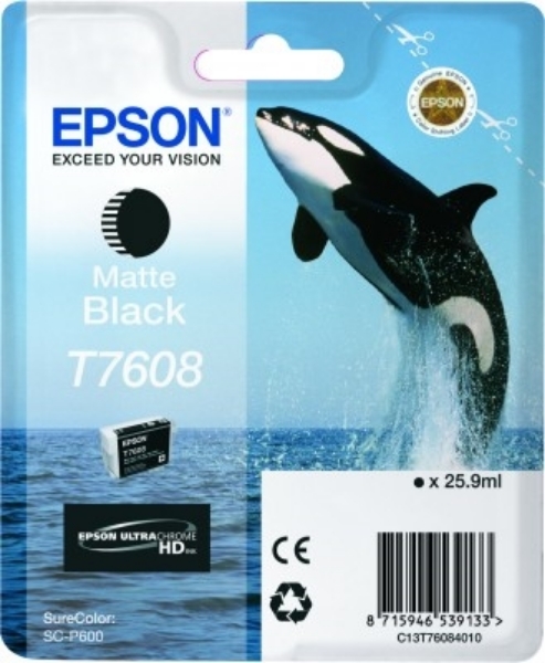 Epson 760 UltraChrome HD Matte Black Ink 25.9ml for SureColor P600 T760820