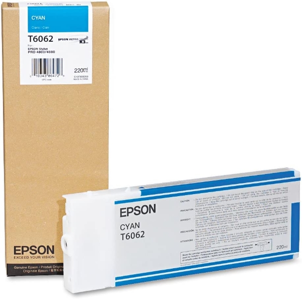 Epson UltraChrome K3 Ink Cyan 220ml for Stylus Pro 4800, 4880 T606200