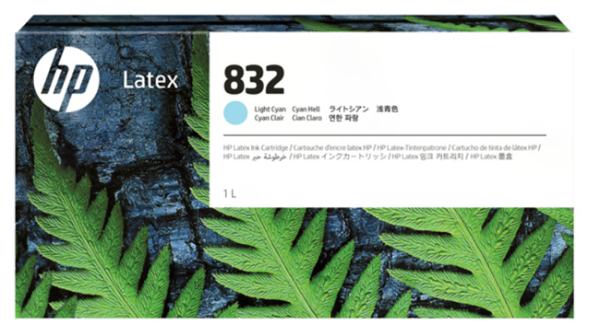 HP 832 1-Liter Light Cyan Ink Cartridge for Latex 630, 630 W, 700, 700 W