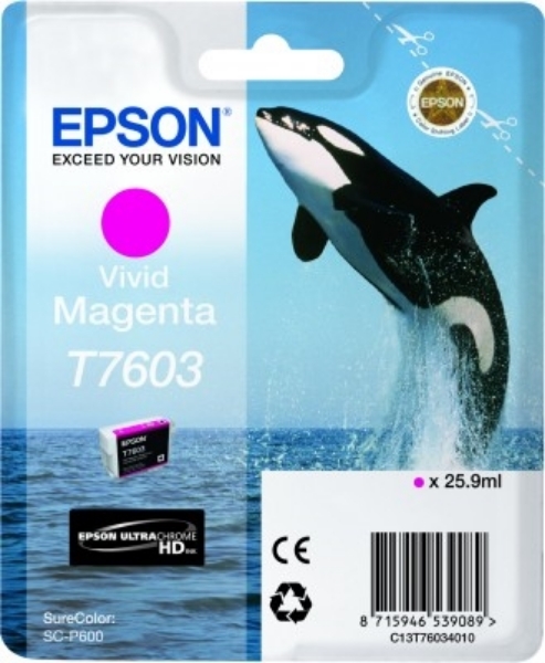 Epson 760 UltraChrome HD Vivid Magenta Ink 25.9ml for SureColor P600 - T760320