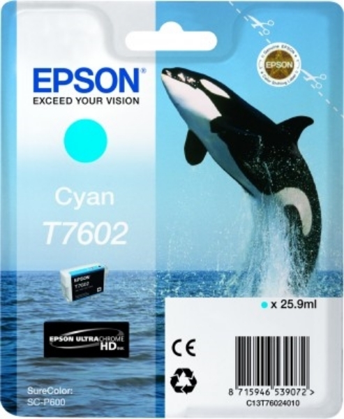 Epson 760 UltraChrome HD Cyan Ink 25.9ml for SureColor P600 - T760220