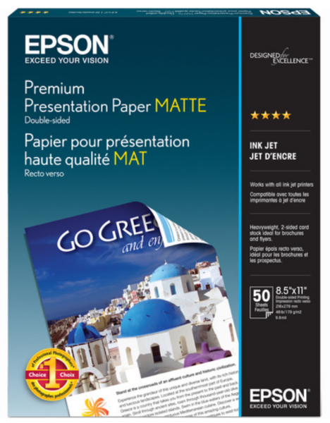 EPSON Premium Presentation Paper Matte Double-Sided 8.5"x11" 50 Sheets