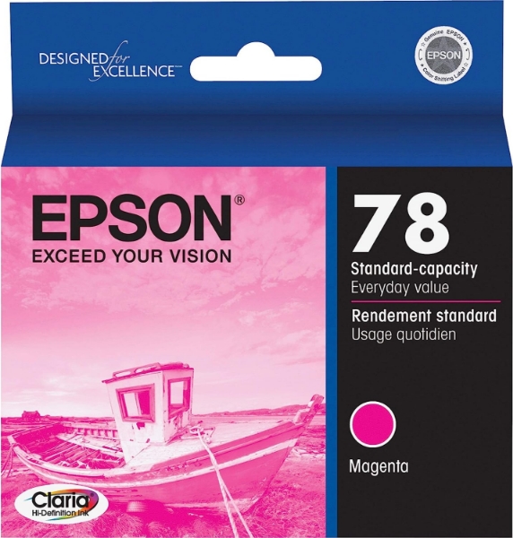 Epson 78 Claria Hi-Definition Ink Magenta for Artisan 50 and Epson Stylus Photo R260, R280, R380, RX580, RX595, RX680 - T078320-S