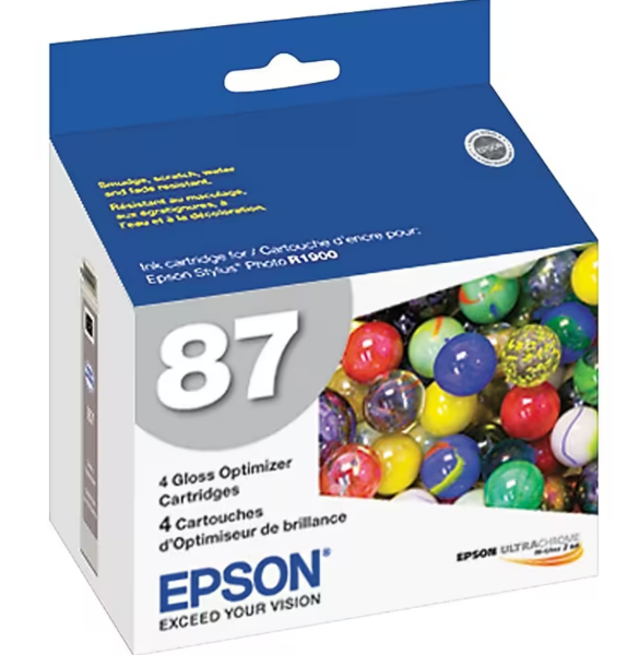 Epson 87 UltraChrome Ink Gloss Optimizer 4 Pack for Stylus Photo R1900 T087020