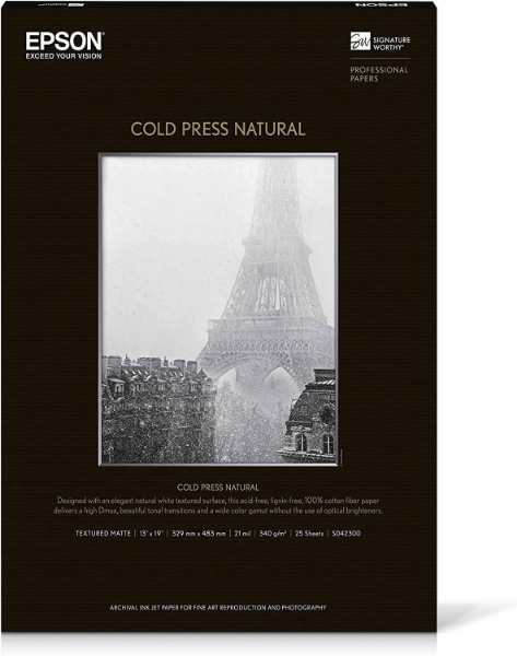 EPSON Cold Press Natural 340gsm 13"x19" 25 Sheets