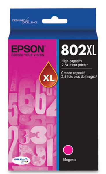 Epson T802XL DURABrite Magenta Ink Cartridge High Capacity for WorkForce Pro WF 4730, EC 4030, WF 4734, WF 4740, WF 4720, EC 4020, EC 4040