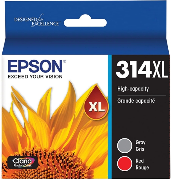 Epson 314XL Claria Photo HD Gray and Red Inks 2 pack for XP 15000 T314XL922S