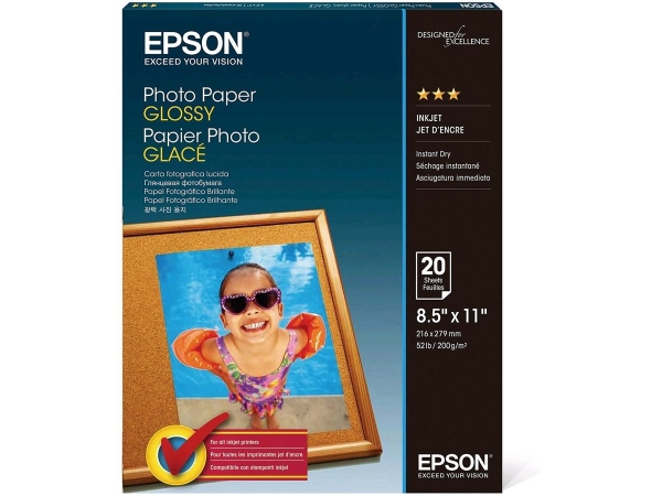 Epson Photo Paper Glossy, 8.5" x 11" 20 sheets	