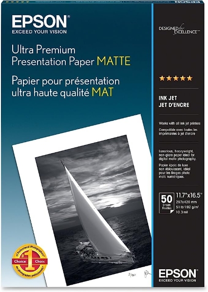 EPSON Ultra Premium Presentation Paper Matte 192gsm 11.7"x16.5" 50 Sheets