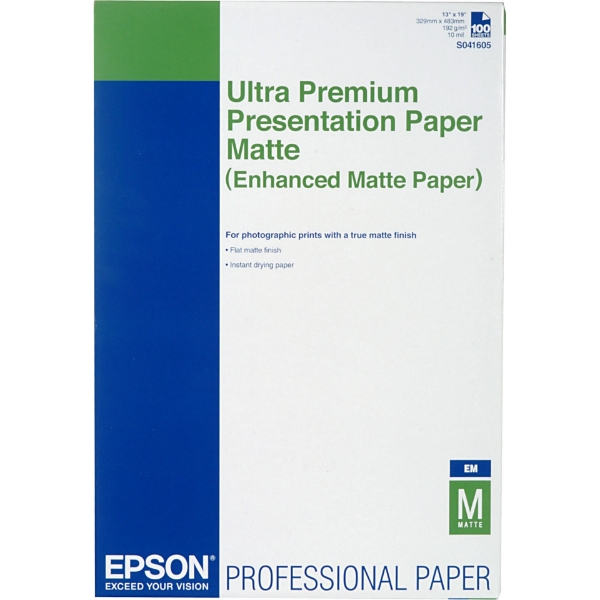 EPSON Ultra Premium Presentation Paper Matte 192gsm 13"x19" - 100 Sheets	