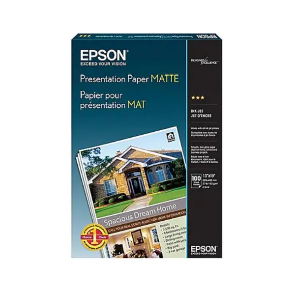 EPSON Matte Presentation Paper 27 lbs 13" x 19" 100 Sheets	