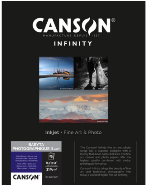Canson Infinity Baryta Photographique II 310gsm Matte 8.5"x11" - 25 Sheets