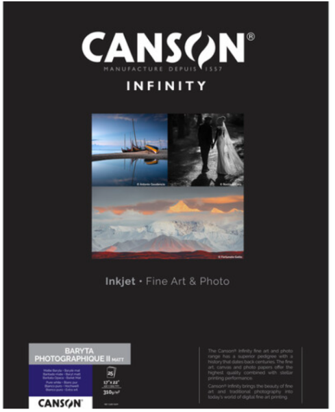 Canson Infinity Baryta Photographique II 310gsm Matte 17"x22" - 25 Sheets