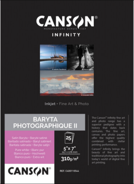 Canson-Infinity Baryta Photographique II 310gsm Satin 5"x7" - 25 sheets
