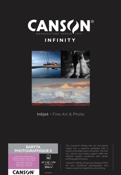Canson-Infinity Baryta Photographique II 310gsm Satin A3+ (13"x19") - 25 Sheets
