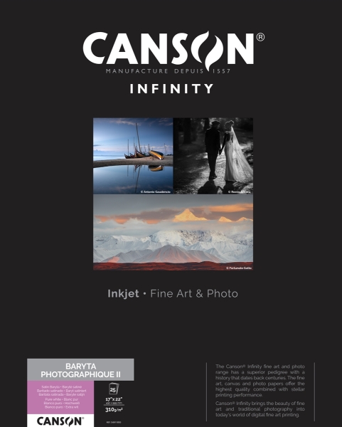 Canson-Infinity Baryta Photographique II 310gsm Satin 17"x22" - 25 Sheets