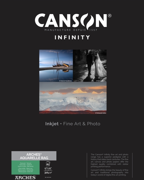 Canson Infinity ARCHES Aquarelle Rag 310gsm Matte 17"x22" - 25 Sheets