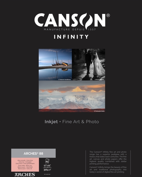 Canson Infinity ARCHES 88 310gsm Matte 17"x22" - 25 Sheets