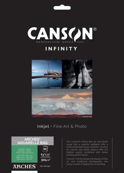 Canson Infinity ARCHES Aquarelle Rag 310gsm Matte 8.5" x 11"  - 10 Sheets