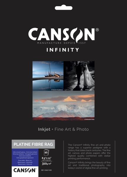 Canson Infinity Platine Fibre Rag 310gsm Satin 8.5"x11" - 10 Sheets