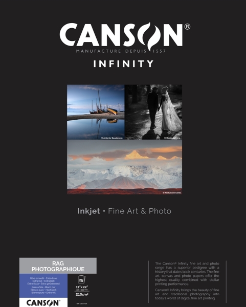 Canson Infinity Rag Photographique 210gsm 17"x22" - 25 Sheets
