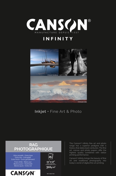 Canson Infinity Rag Photographique 310gsm Matte 11"x17" - 25 Sheets