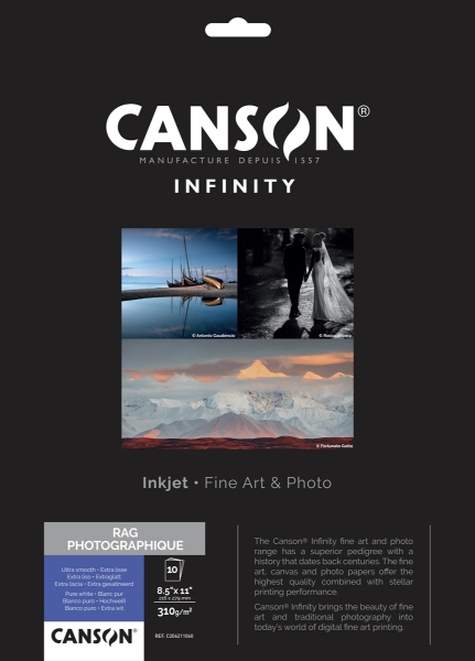 Canson Infinity Rag Photographique 310gsm Matte 8.5"x11" - 10 Sheets