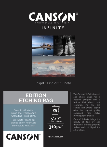 Canson Infinity Edition Etching Rag 310gsm Matte 5"x7" - 25 Sheets