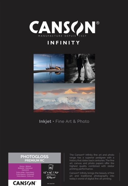 Canson Infinity PhotoGloss Premium RC 270gsm A3+ 13"x19" - 25 Sheets