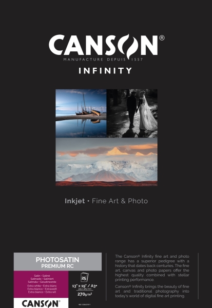 Canson Infinity PhotoSatin Premium RC 270gsm A3+ 13"x19" - 25 Sheets