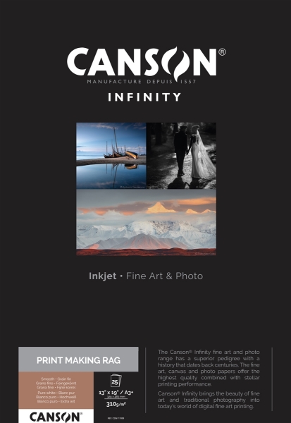 Canson Infinity PrintMaking Rag 310gsm A3+ 13" x 19" - 25 Sheets