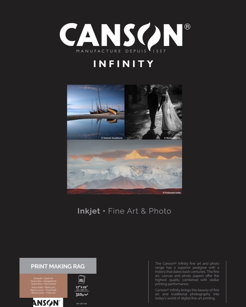Canson Infinity PrintMaking Rag 310gsm 17"x22" - 25 sheets