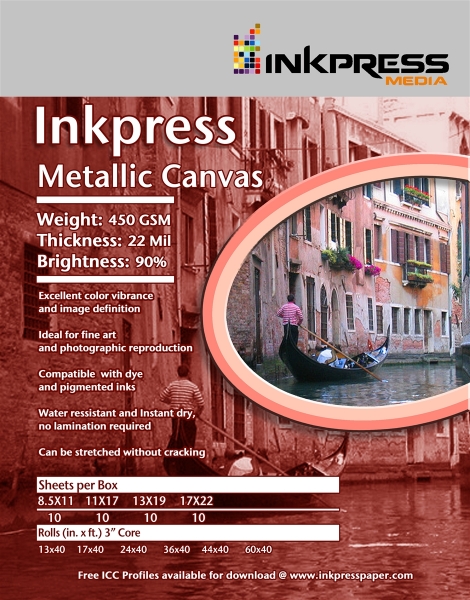 Inkpress Metallic Canvas 450gsm 11" x 17" - 50 Sheets