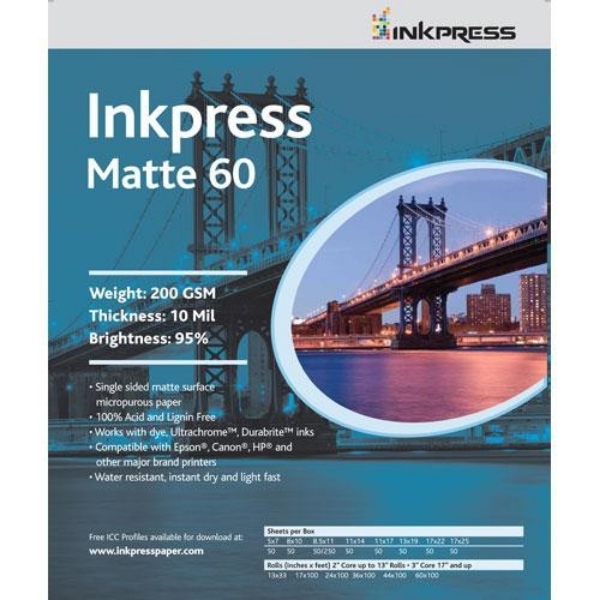 Inkpress Matte 60 200gsm 11" x 14" - 50 Sheets