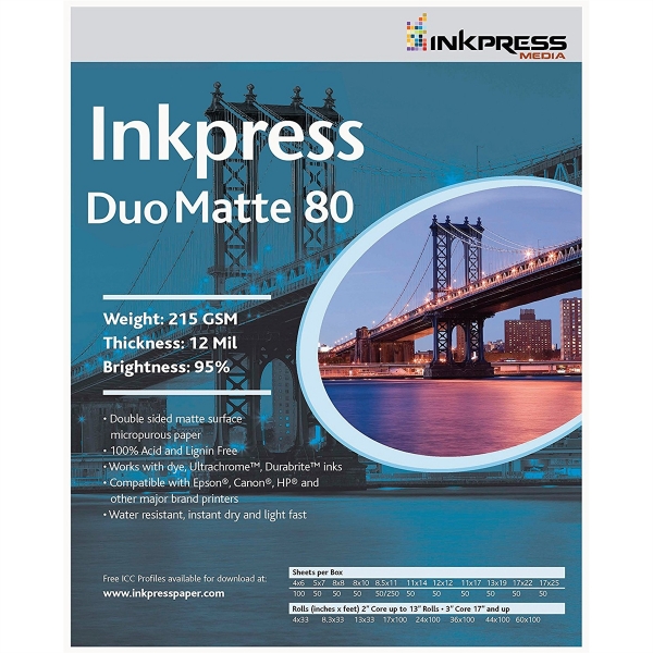 Inkpress Duo Matte 80 2-Sided 8 x 8" - 50 Sheets
